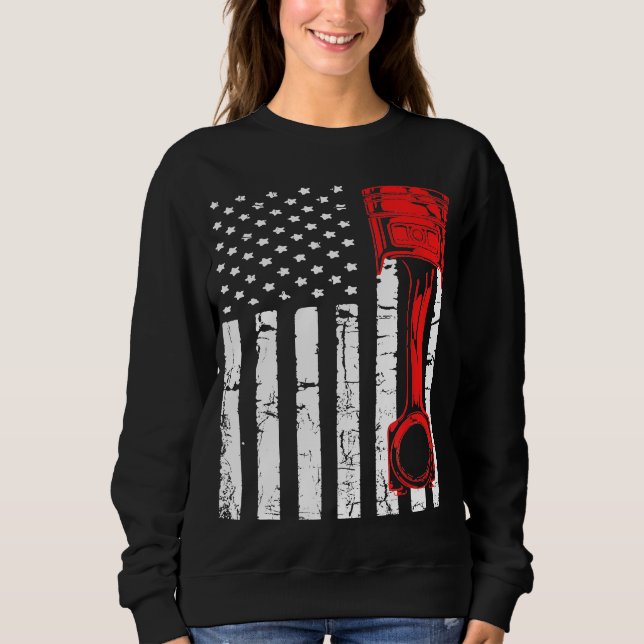Piston Patriotic Mechanic American Flagga Tee (Framsida)