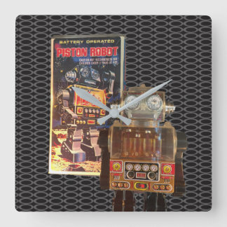 Pistongrobot - den Retro väggen tar tid på Fyrkantig Klocka