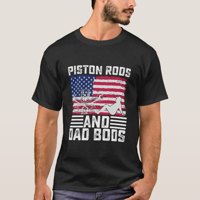 Pistontorna och Pappa Bods Mechanic USA 4:e juli T Shirt (Framsida)