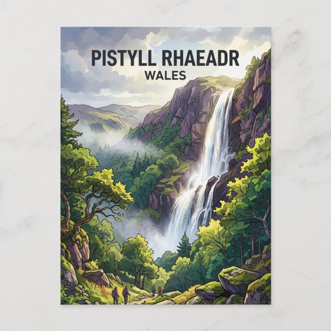 Pistyll Rhaeadr vattenfall, Llanrhaeadr-ym-Mochnan Vykort (Framsida)