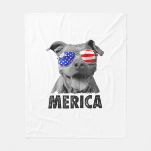 Pit Bull 4:e juli Merica Manar American Flagga Sun Fleecefilt