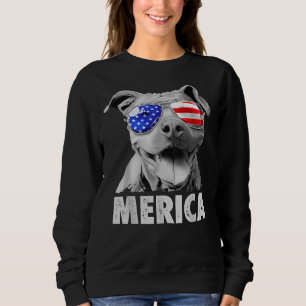 Pit Bull 4:e juli Merica Manar American Flagga Sun T Shirt