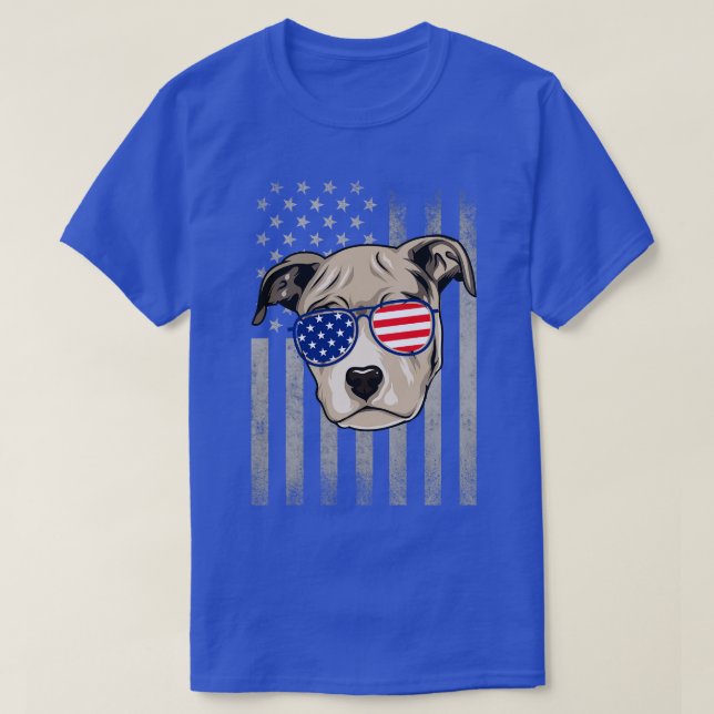 Pit Bull 4:e juli Merica Patriotic T Shirt (Design framsida)