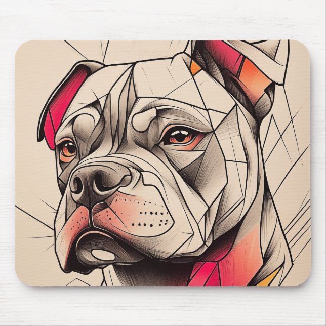 Pit Bull Abstrakt Porträtt Musmatta (Framsidan)