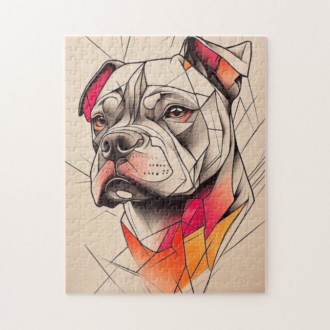 Pit Bull Abstrakt Porträtt Pussel (Vertikal)