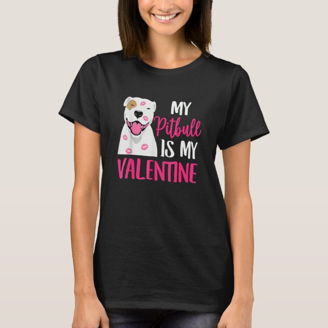 Pit Bull är min valentines hundkärlek R Pappa Mamm T Shirt (Framsida)