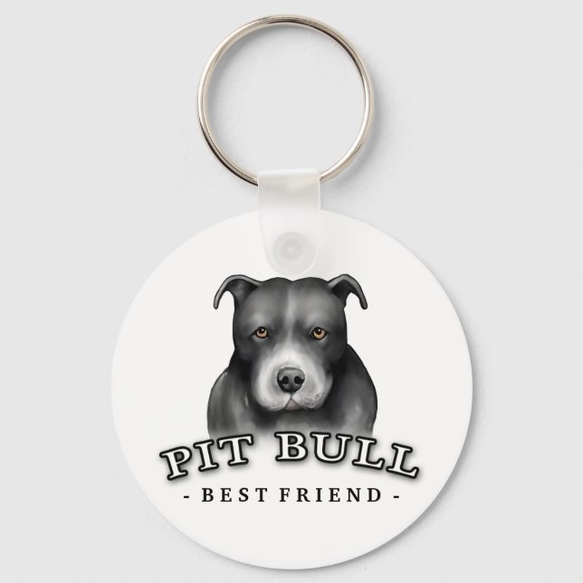 Pit Bull Art Anpassningsbar Nyckelring (Framsida)