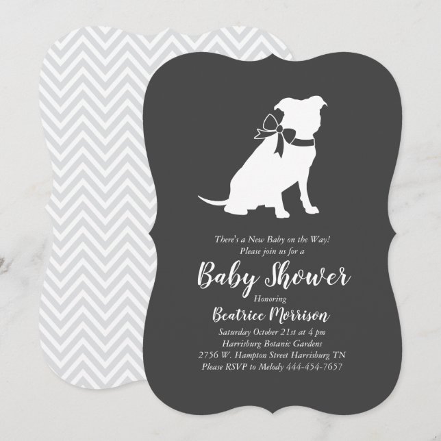 Pit Bull Baby Shower Gender Neutral Pitbull Inbjudningar (Fram/baksida)