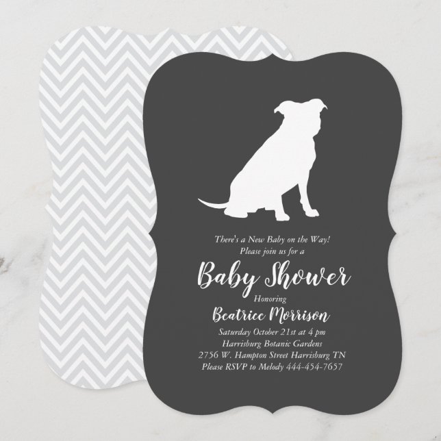 Pit Bull Baby Shower Gender Neutral Pitbull Inbjudningar (Fram/baksida)