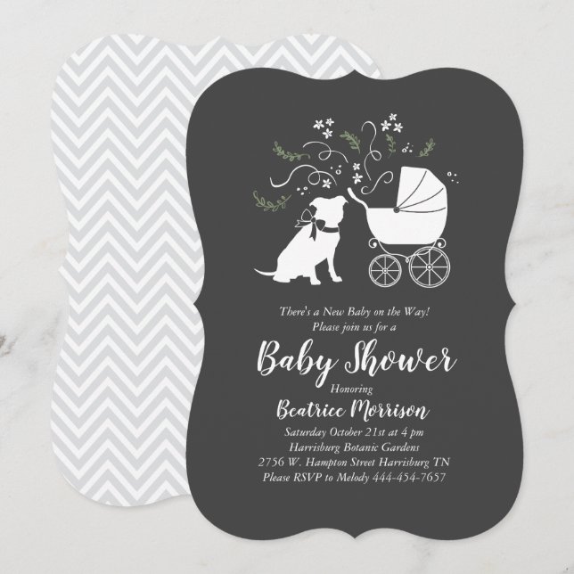 Pit Bull Baby Shower Gender Neutral Pitbull Invita Inbjudningar (Fram/baksida)