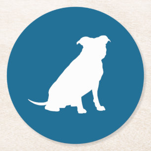 Pit Bull Baby Shower Hund Pitbull Blue Boy Underlägg Papper Rund