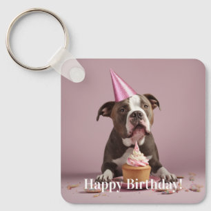 Pit Bull Birthday Celebration Nyckelring