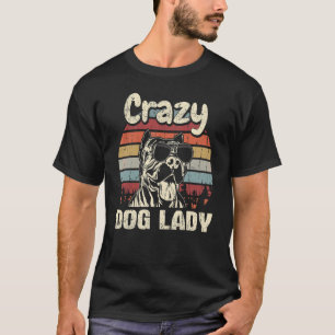 Pit Bull Crazy Hund Dam Vintage Mors dag Retr T Shirt