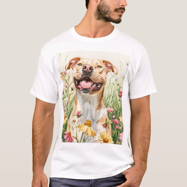 Pit Bull Dad Shirt – Watercolor T Shirt (Framsida)