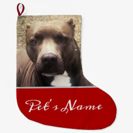 Pit Bull Dog Anpassningsbar Pet Photo Custom Stor Julstrumpa
