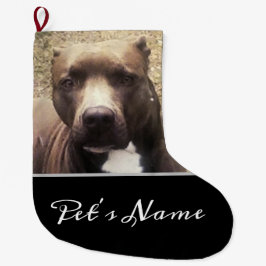 Pit Bull Dog Anpassningsbar Pet Photo Personlig Stor Julstrumpa