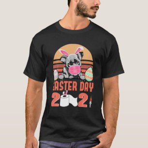 Pit Bull Dog Ansikte Mask Rabbit Bunny Egg Påsk Da T Shirt