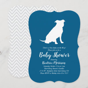 Pit Bull Dog Baby Shower Blue Boy Pitbull Inbjudningar