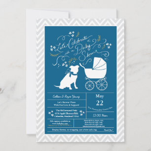 Pit Bull Dog Baby Shower Blue Boy Pitbull Inbjudningar