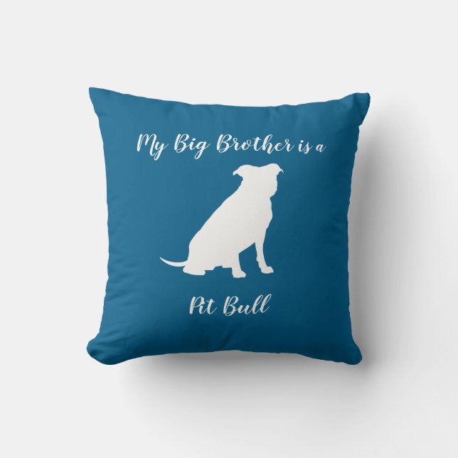 Pit Bull Dog Baby Shower Blue Boy Pitbull Kudde (Framsida)
