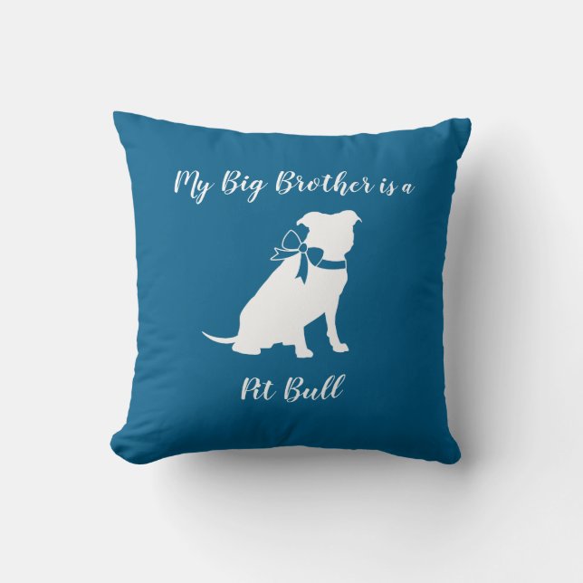 Pit Bull Dog Baby Shower Blue Boy Pitbull Kudde (Framsida)