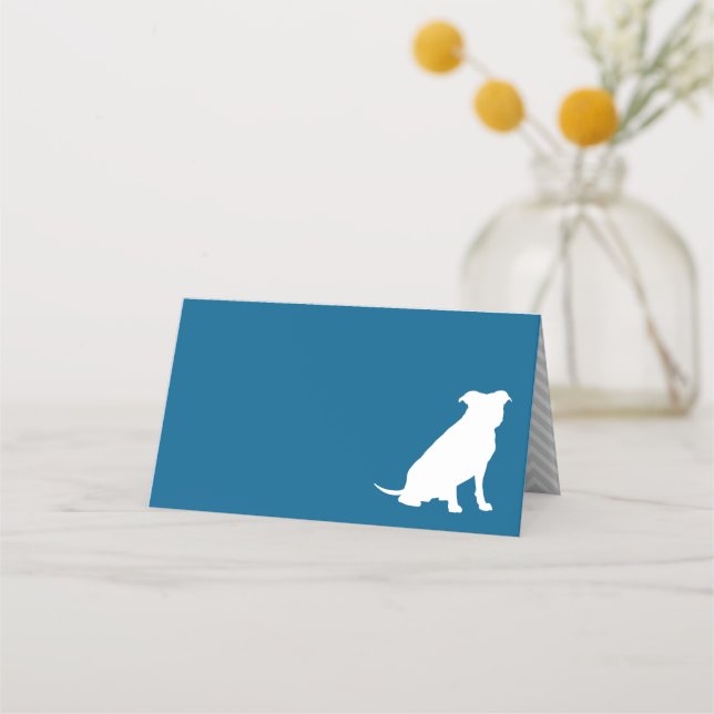 Pit Bull Dog Baby Shower Blue Boy Pitbull Placeringskort (Framsida)
