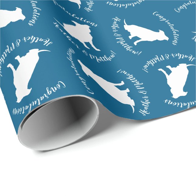 Pit Bull Dog Baby Shower Blue Boy Pitbull Presentpapper (Rullad Hörn)