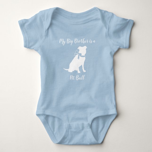 Pit Bull Dog Baby Shower Blue Boy Pitbull T Shirt (Framsida)