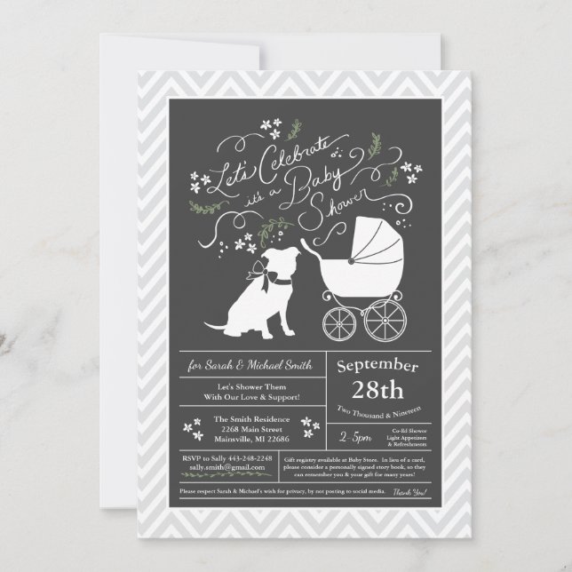 Pit Bull Dog Baby Shower Gender Neutral Pitbull Inbjudningar (Framsida)