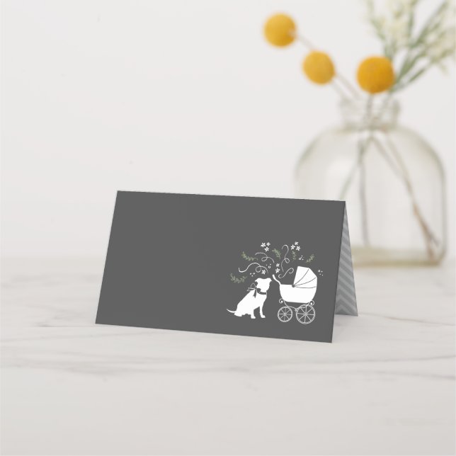Pit Bull Dog Baby Shower Gender Neutral Pitbull Placeringskort (Framsida)