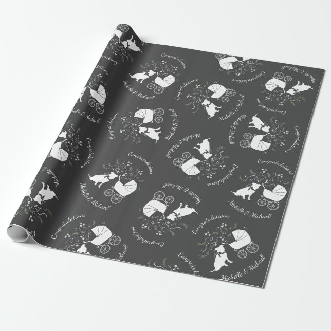 Pit Bull Dog Baby Shower Gender Neutral Pitbull Presentpapper (Utrullad)