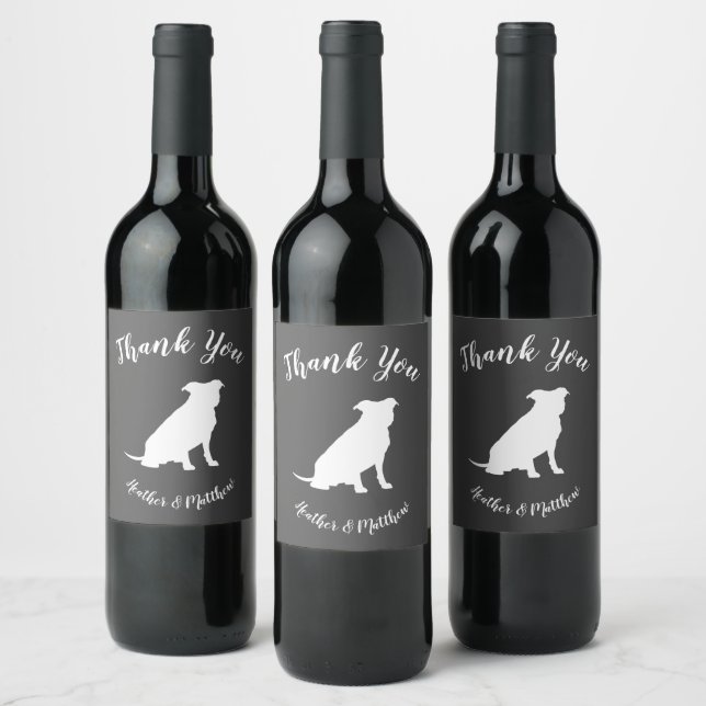 Pit Bull Dog Baby Shower Gender Neutral Pitbull Vinflaska Etikett (Flaskor)