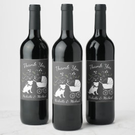 Pit Bull Dog Baby Shower Gender Neutral Pitbull Vinflaska Etikett