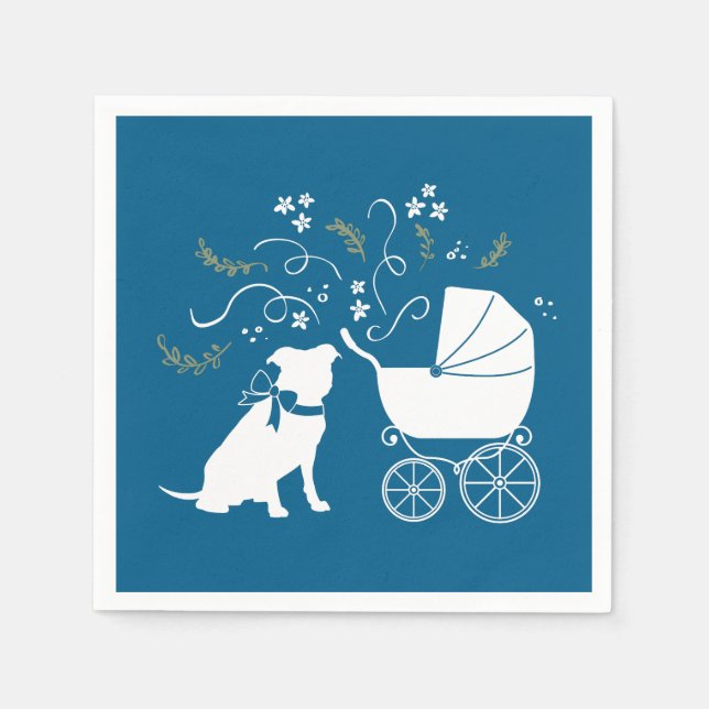 Pit Bull Dog Baby Shower Pappersservett (Framsidan)