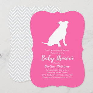 Pit Bull Dog Baby Shower Rosa Girl Girl Girl Pitbu Inbjudningar