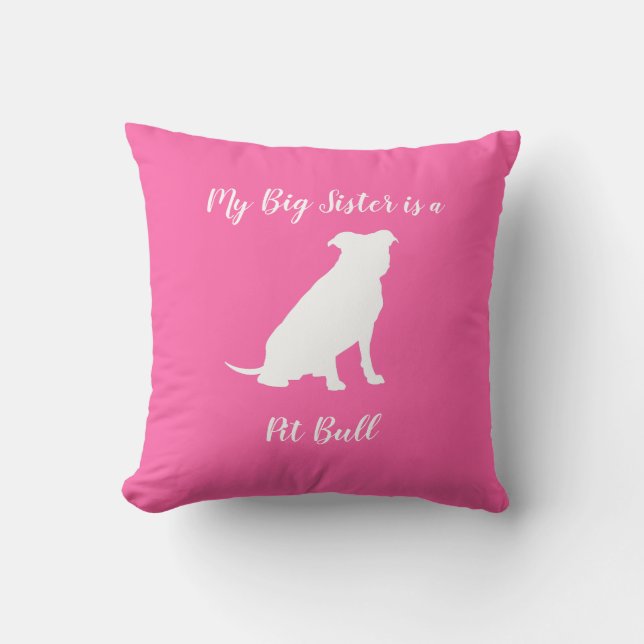Pit Bull Dog Baby Shower Rosa Girl Girl Girl Pitbu Kudde (Framsida)