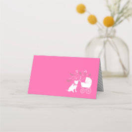 Pit Bull Dog Baby Shower Rosa Girl Girl Girl Pitbu Placeringskort