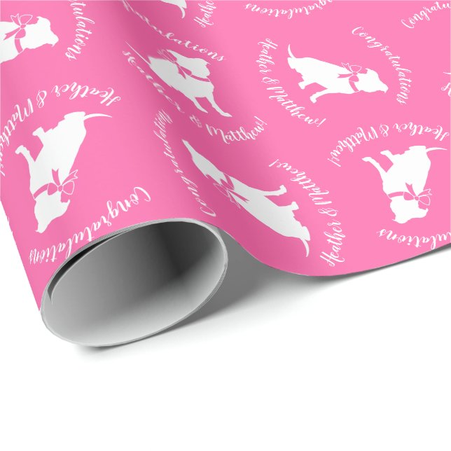 Pit Bull Dog Baby Shower Rosa Girl Girl Girl Pitbu Presentpapper (Rullad Hörn)