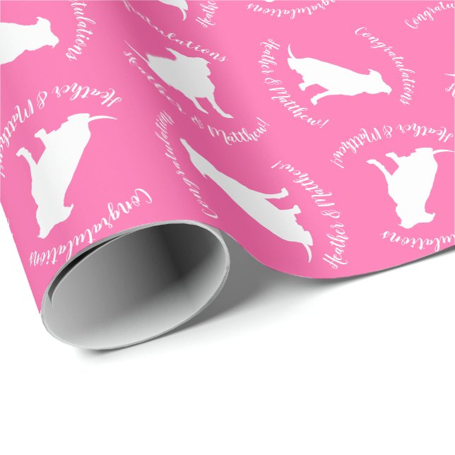 Pit Bull Dog Baby Shower Rosa Girl Girl Girl Pitbu Presentpapper (Rullad Hörn)