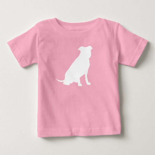 Pit Bull Dog Baby Shower Rosa Girl Girl Girl Pitbu T Shirt (Framsida)