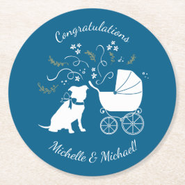 Pit Bull Dog Baby Shower Underlägg Papper Rund