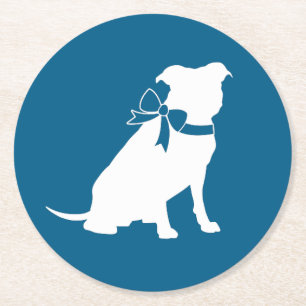 Pit Bull Dog Baby Shower Underlägg Papper Rund