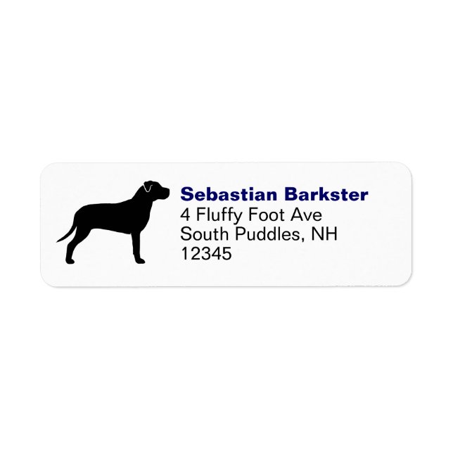 Pit Bull Dog Breed Silhouette Returadress Returadress Etikett (Framsidan)