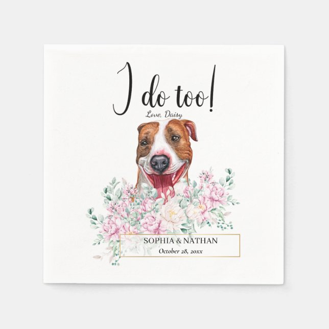 Pit Bull Dog Bröllop Cocktail Napkins Pappersservett (Framsidan)