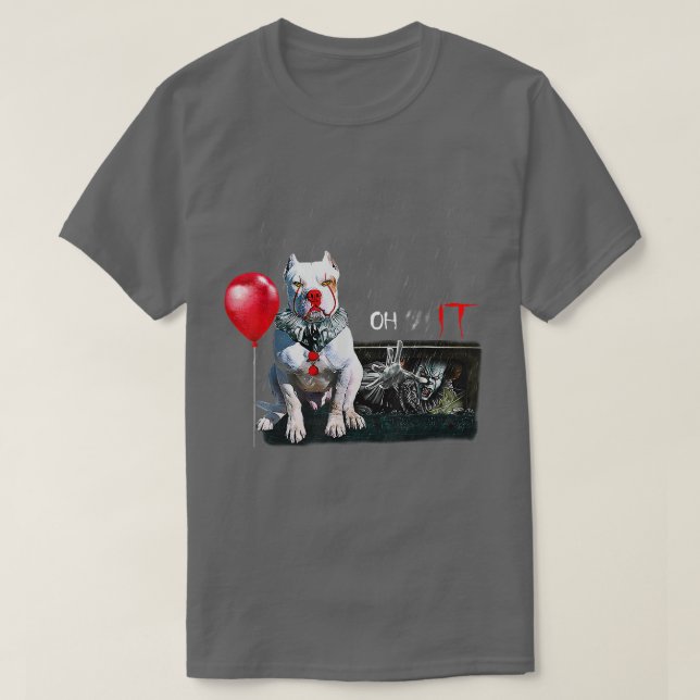 Pit Bull Dog Clown Oh It Rain Balloon Funny Hallow T Shirt (Design framsida)
