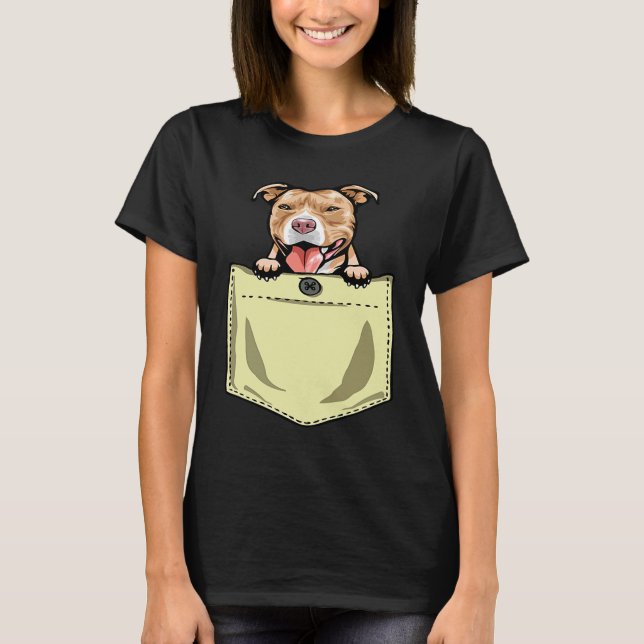 Pit Bull Dog in Pocket Puppy Pitbull T Shirt (Framsida)