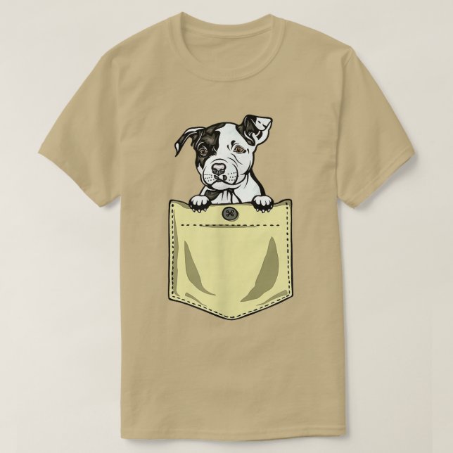 Pit Bull Dog in Pocket Puppy Pitbull T-Shirt (Design framsida)
