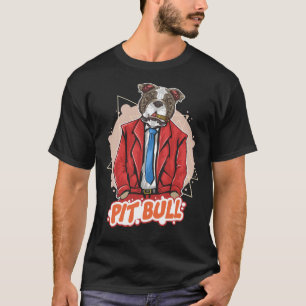 Pit Bull Dog med Cigar och Kostym Pitbull Artwork T Shirt