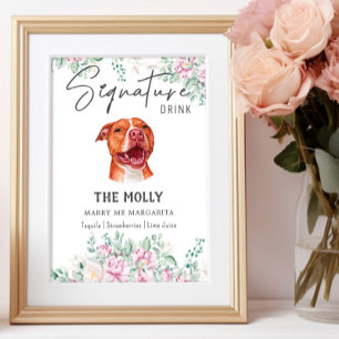 Pit Bull Dog Namnteckning Drink-tecken Poster