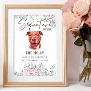 Pit Bull Dog Namnteckning Drink-tecken Poster